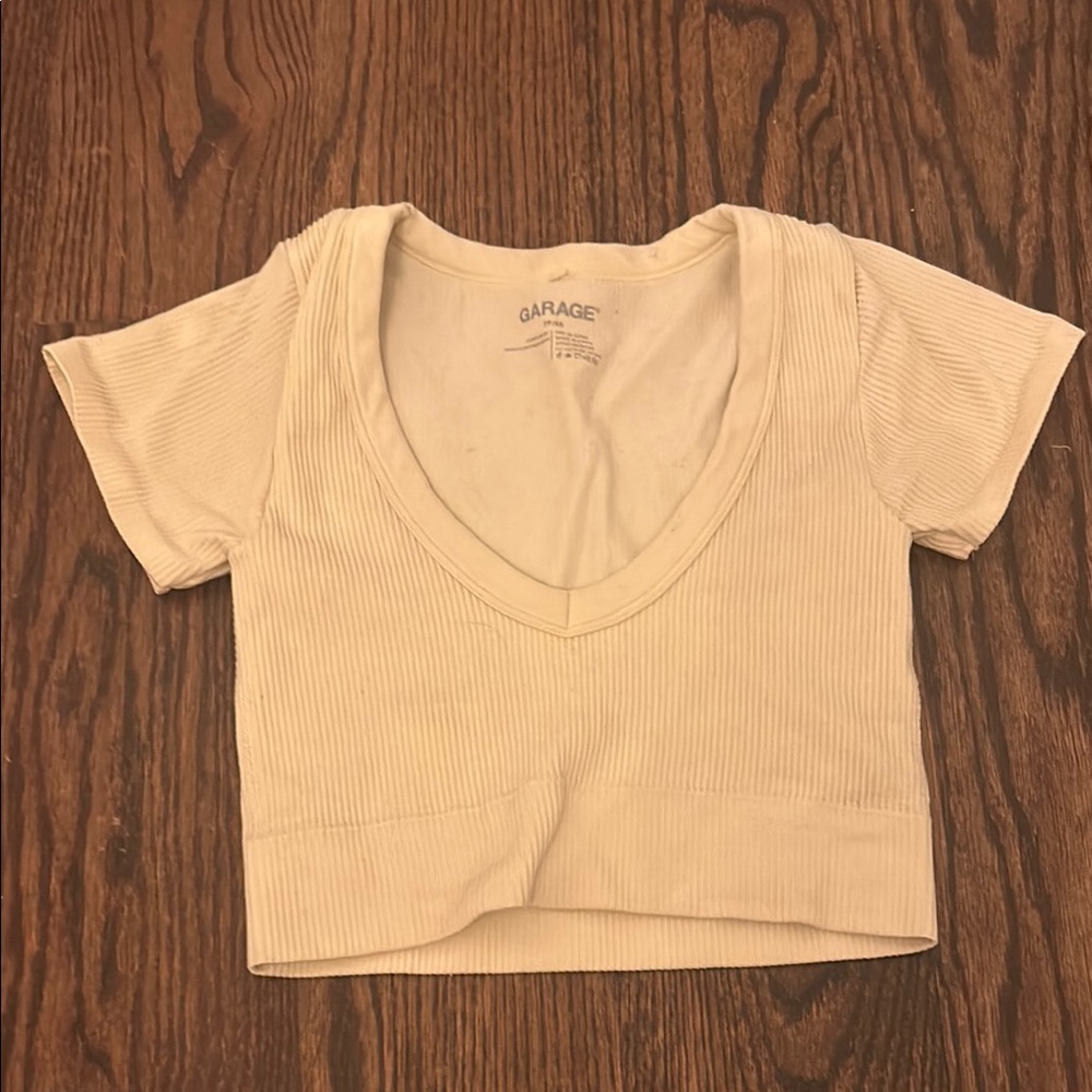 Garage Yellow Fitted Crop T-Shirt